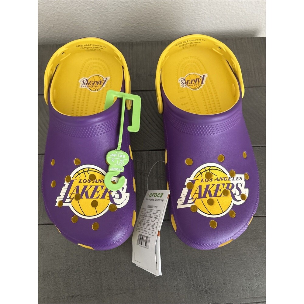 Crocs Los Angeles Lakers NBA Classic Clogs Purple Gold Men's 7 Women's 9 NEW